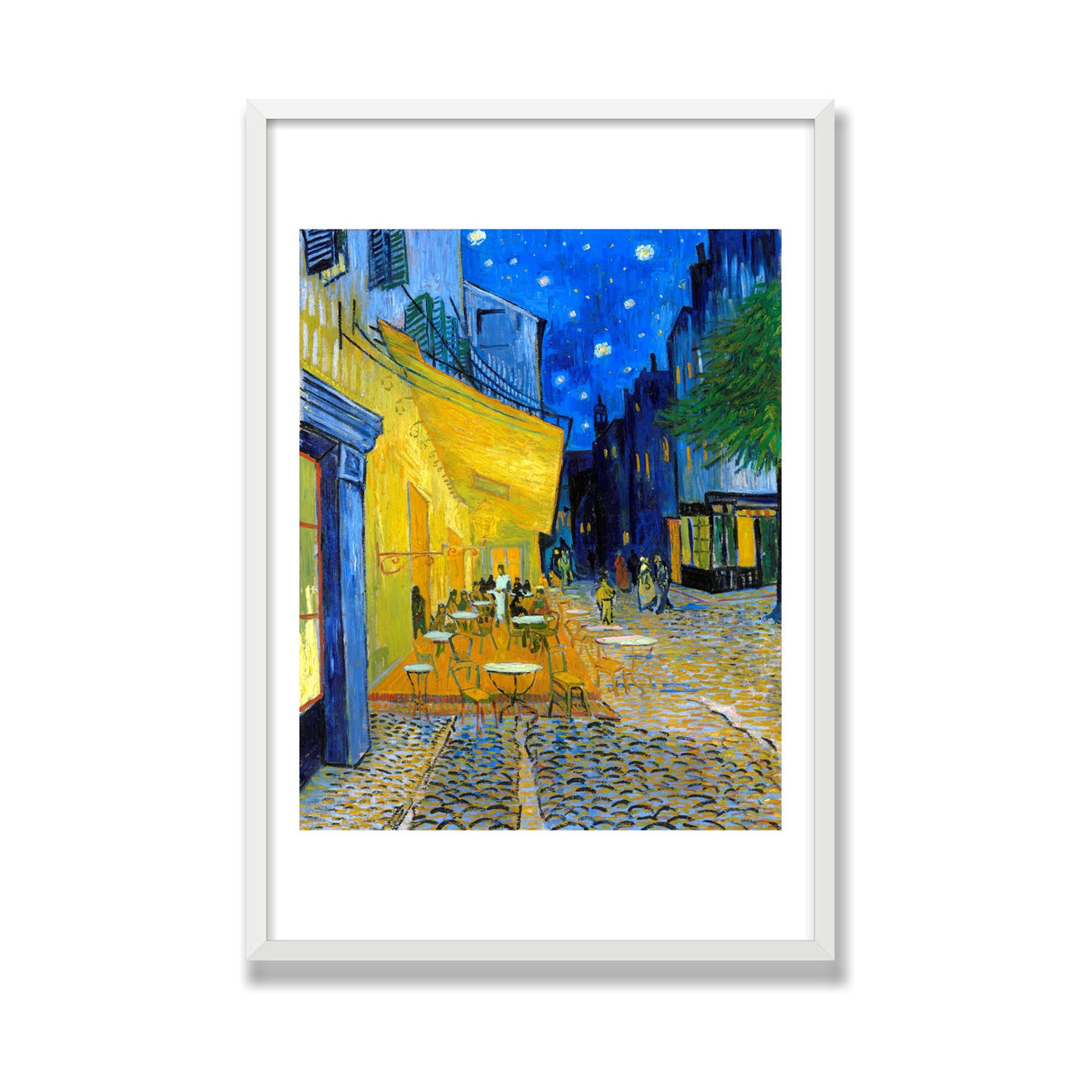 Café Terrace at Night, 24 × 36 in, White Satin frame
