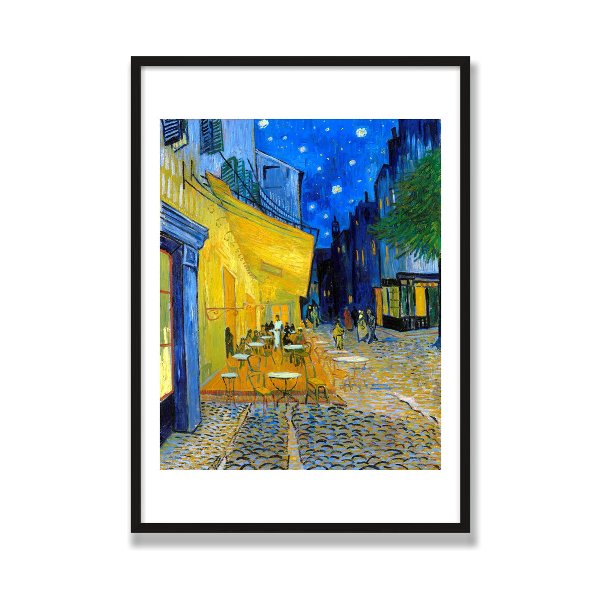 Café Terrace at Night, 28 × 40 in, Black Oak frame