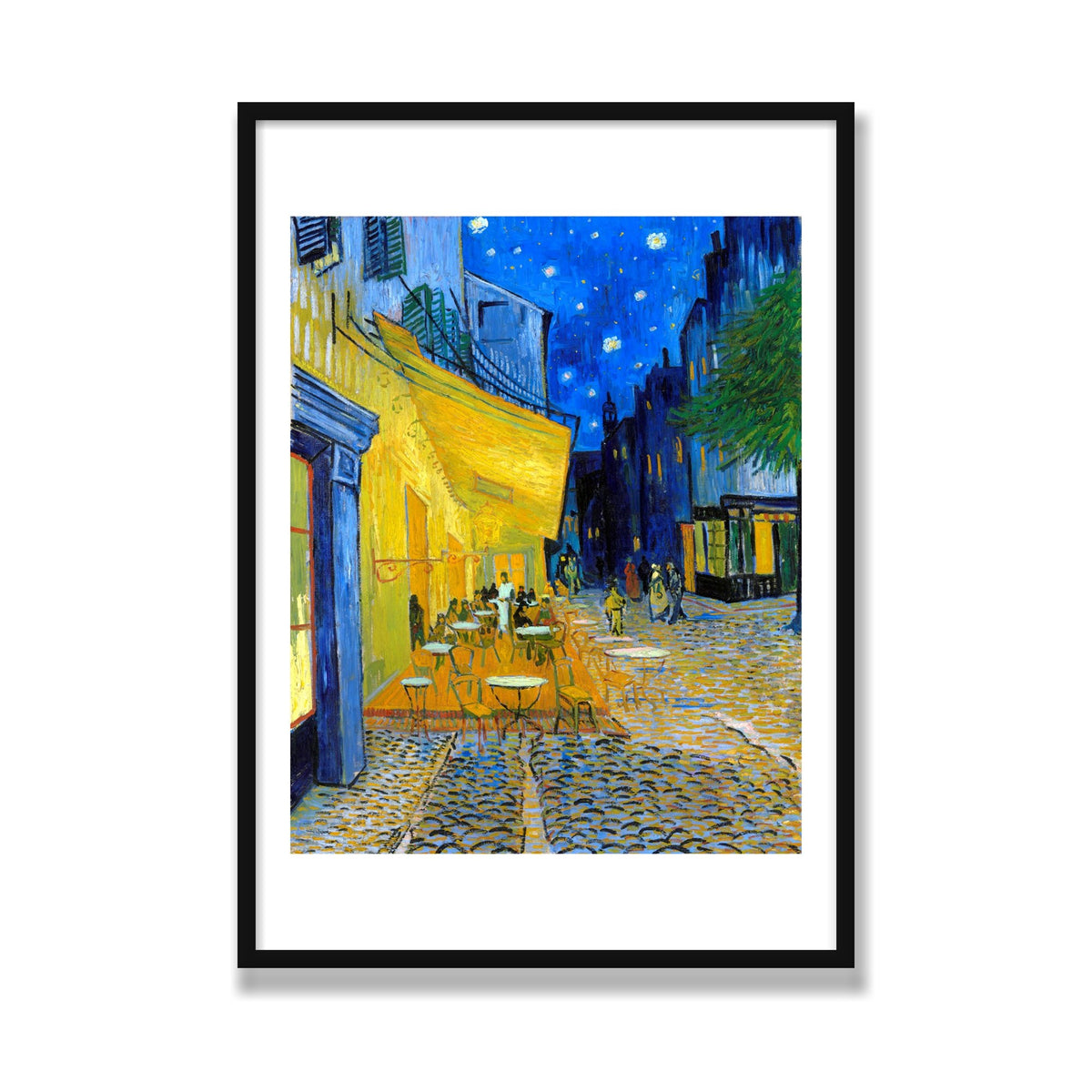 Café Terrace at Night, 28 × 40 in, Black Satin frame