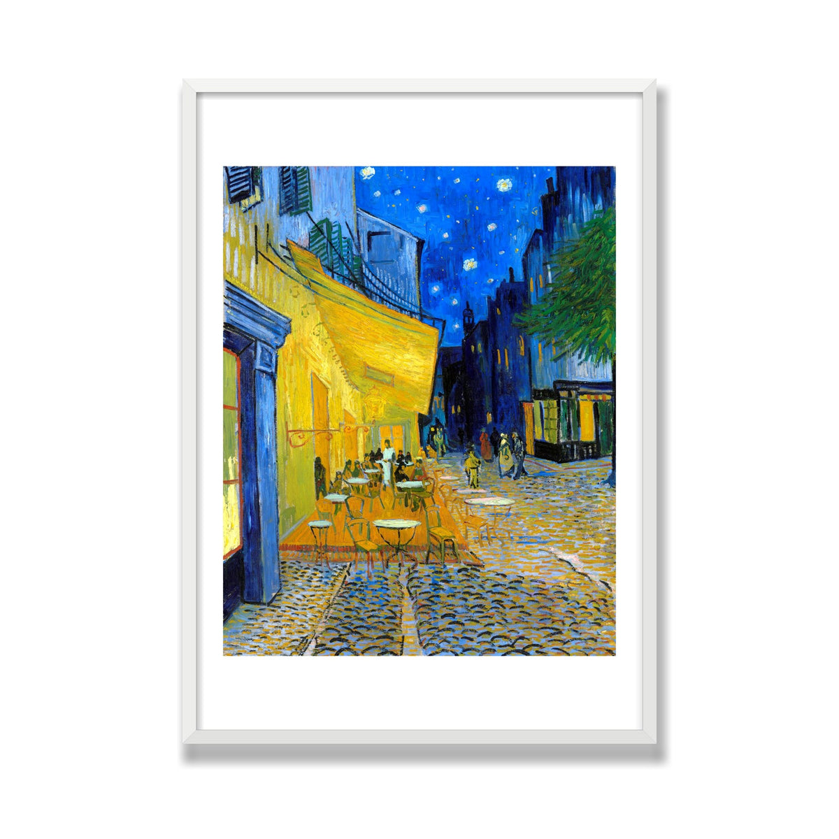 Café Terrace at Night, 28 × 40 in, White Satin frame