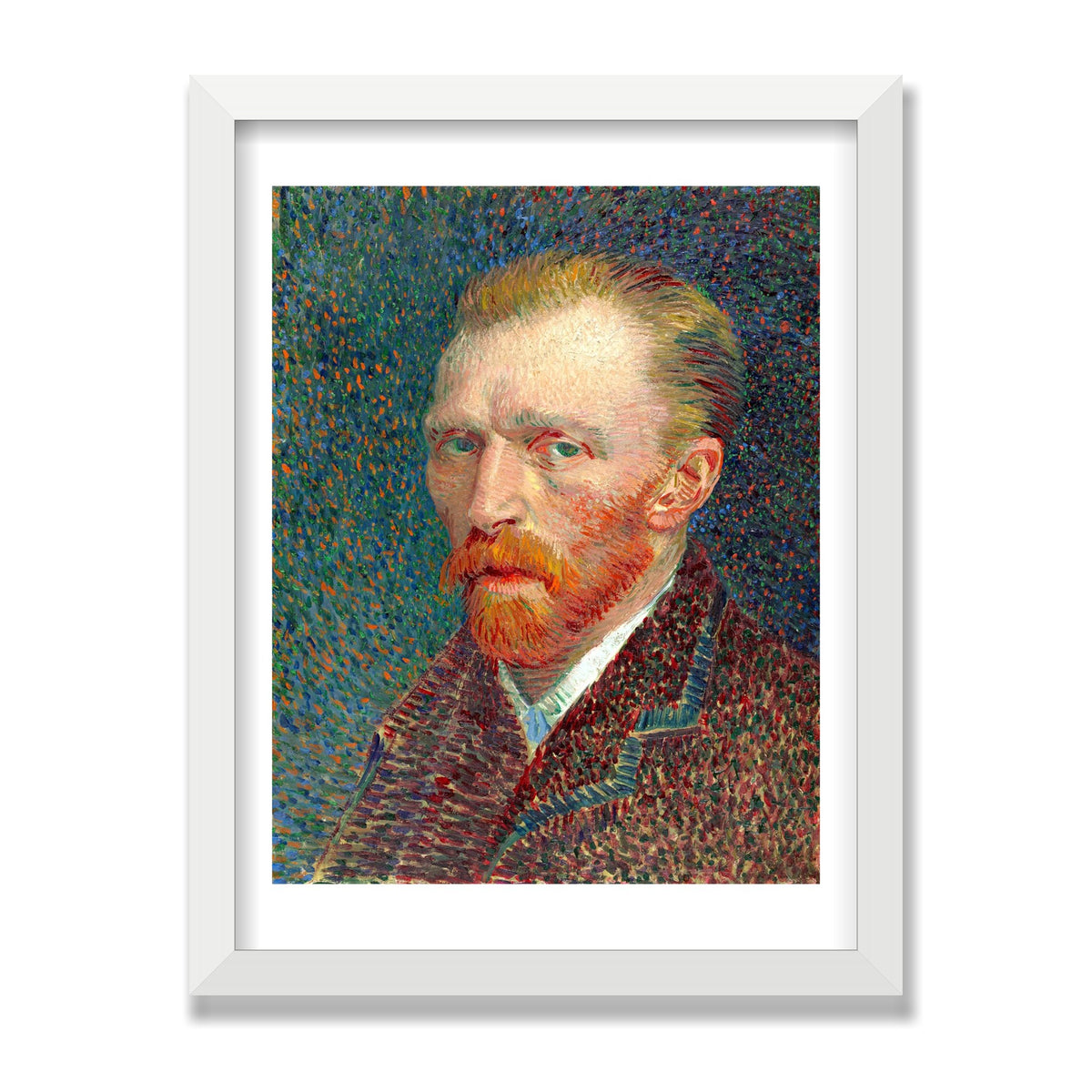 Self-Portrait, 12 × 16 in, White Satin frame