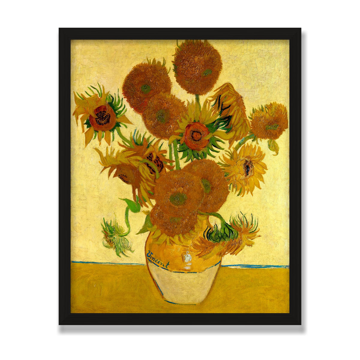 Sunflowers, 16 × 20 in, Black Oak frame