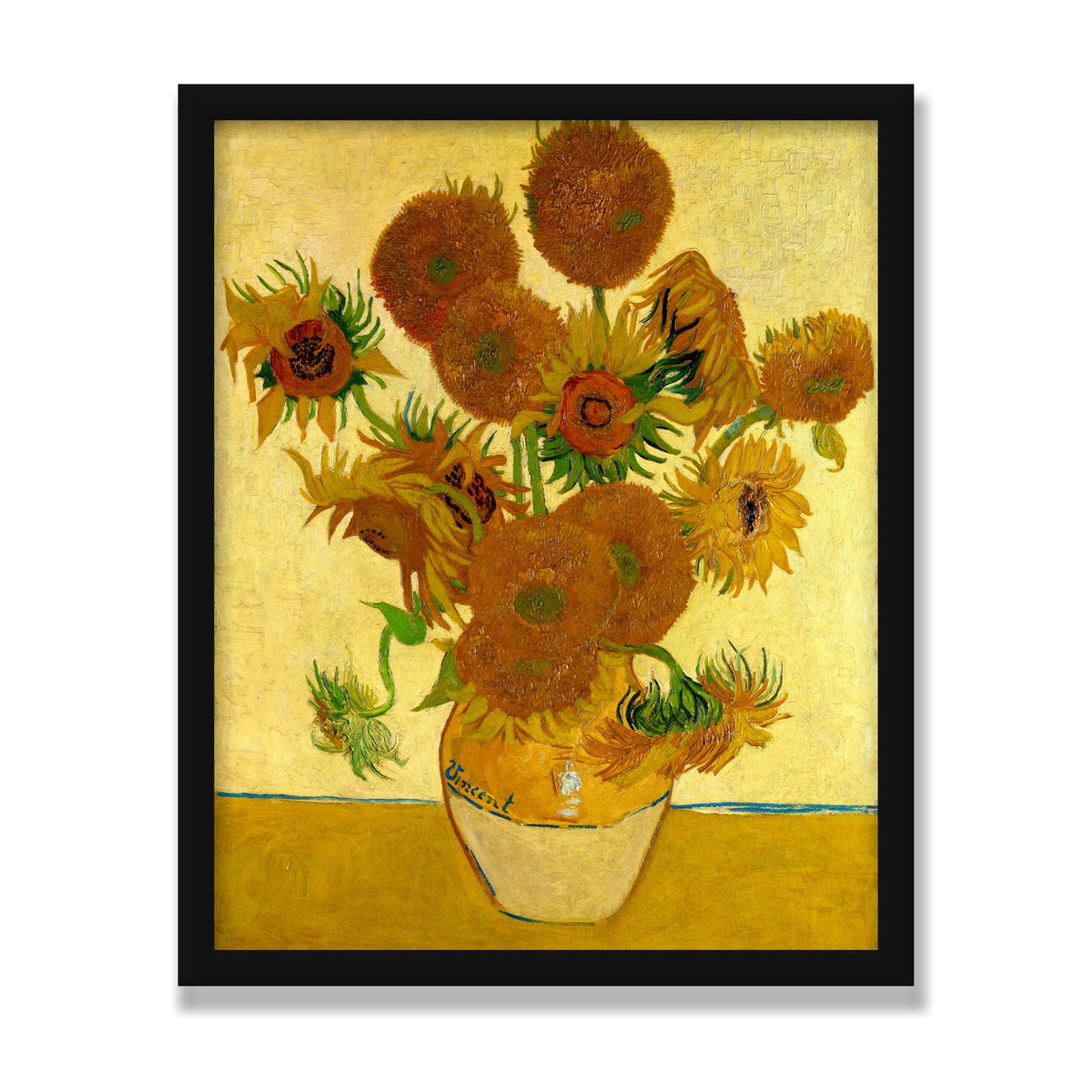 Sunflowers, 16 × 20 in, Black Satin frame