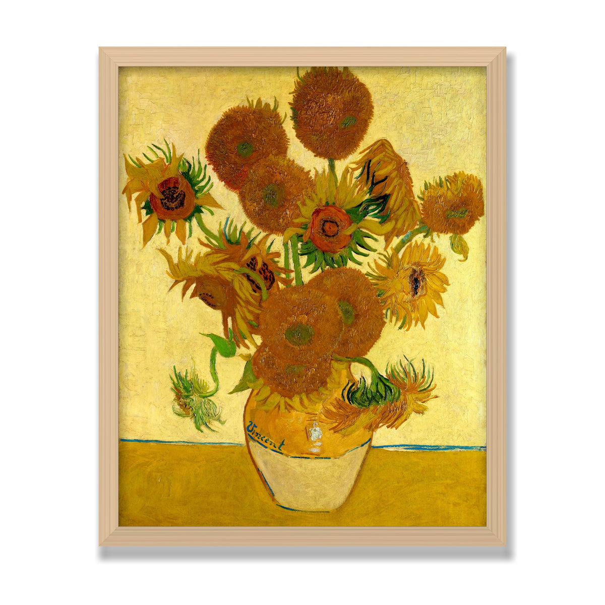 Sunflowers, 16 × 20 in, Natural Oak frame
