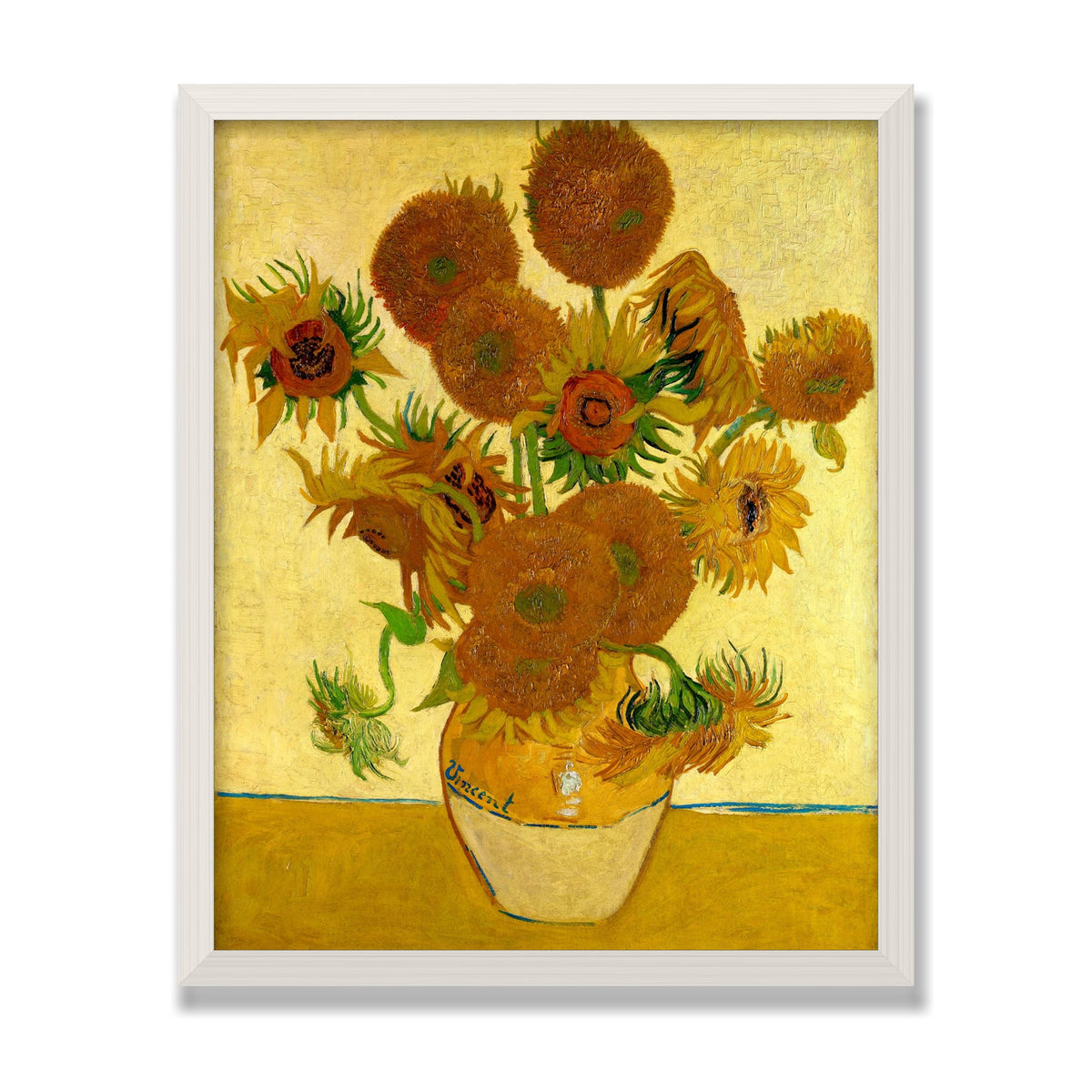 Sunflowers, 16 × 20 in, White Oak frame