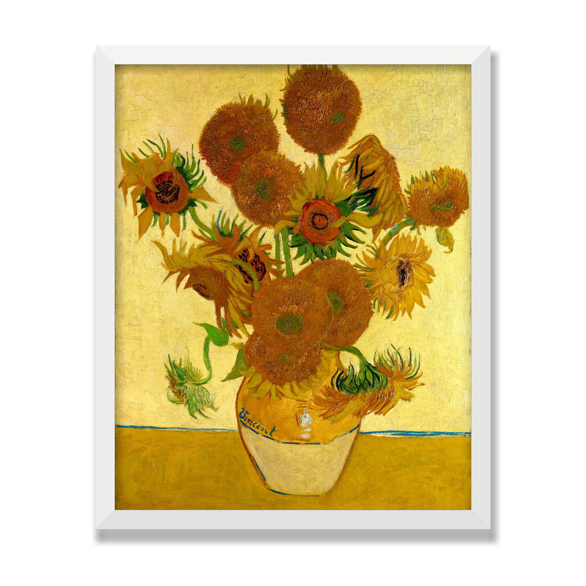 Sunflowers, 16 × 20 in, White Satin frame