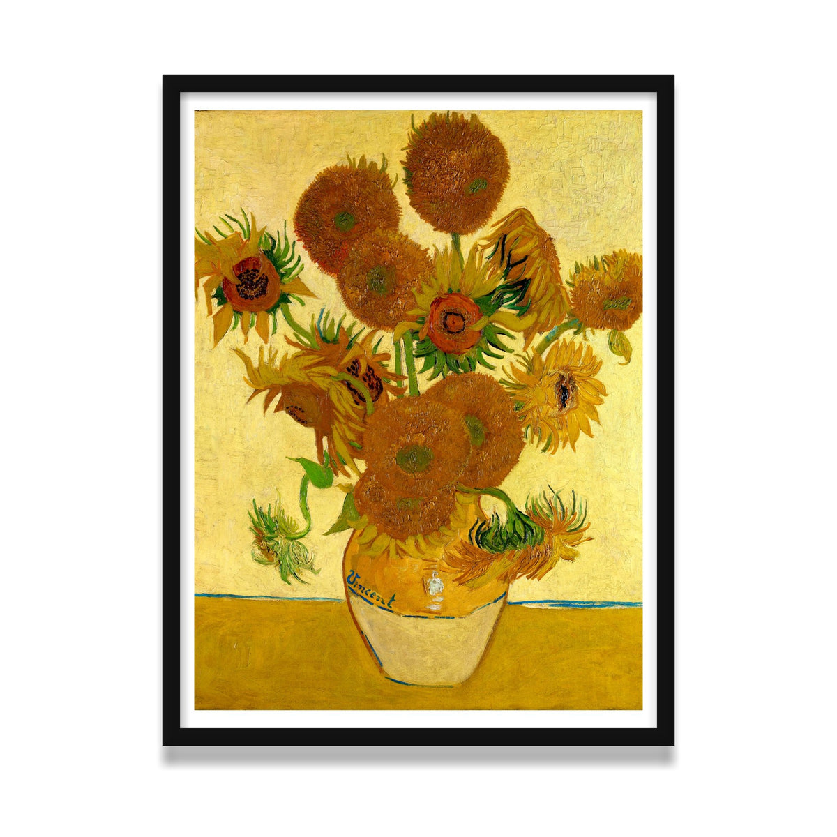 Sunflowers, 24 × 32 in, Black Satin frame