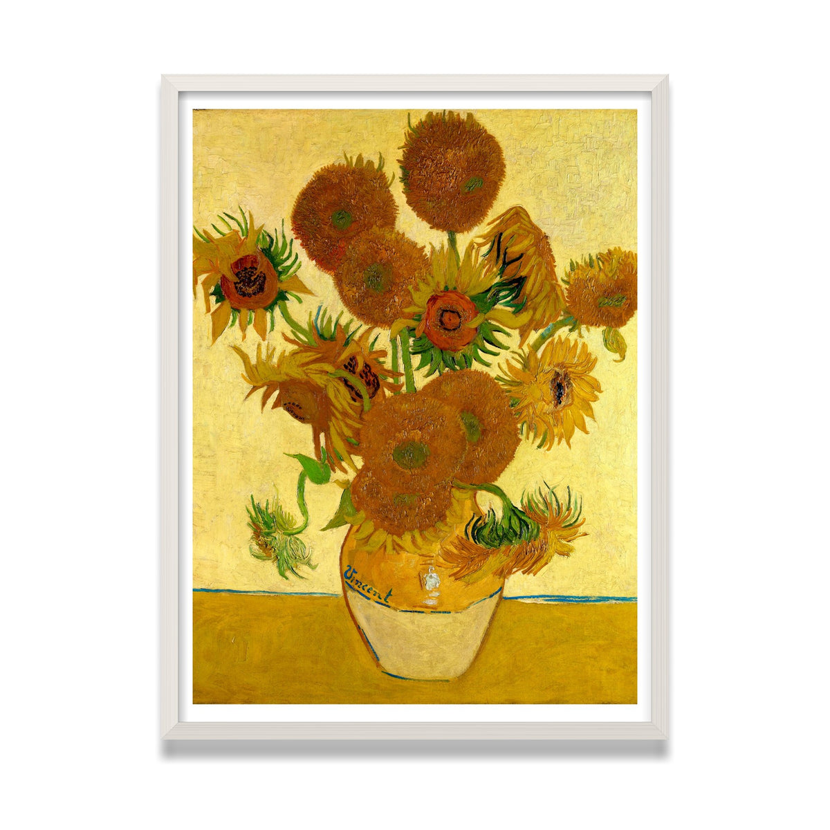 Sunflowers, 24 × 32 in, White Oak frame