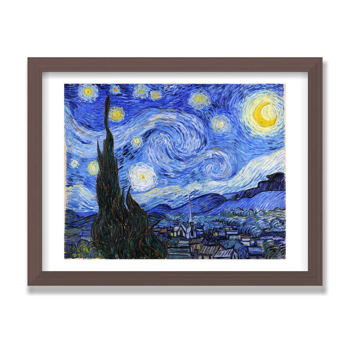 The Starry Night, 12 × 16 in, Walnut frame