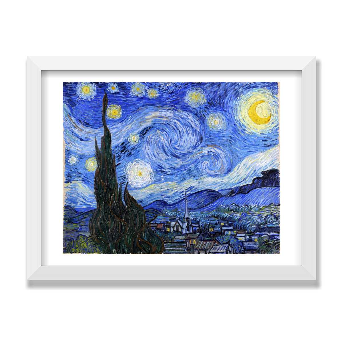 The Starry Night, 12 × 16 in, White Satin frame
