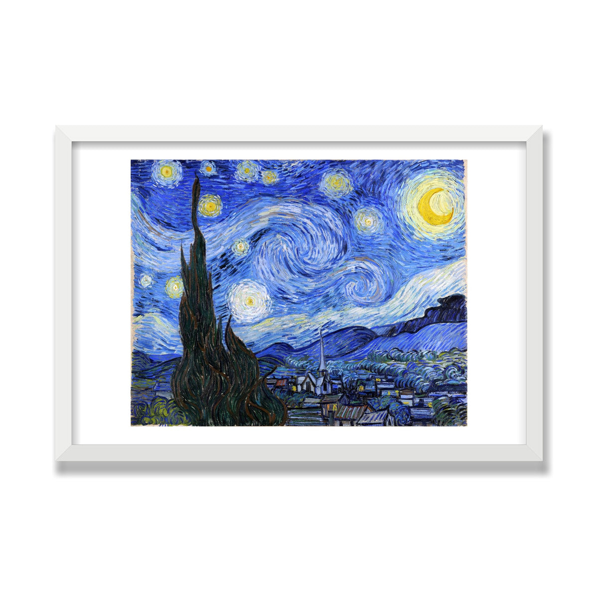 The Starry Night, 16 × 24 in, White Satin frame