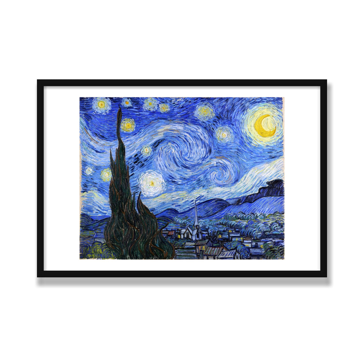 The Starry Night, 24 × 36 in, Black Satin frame
