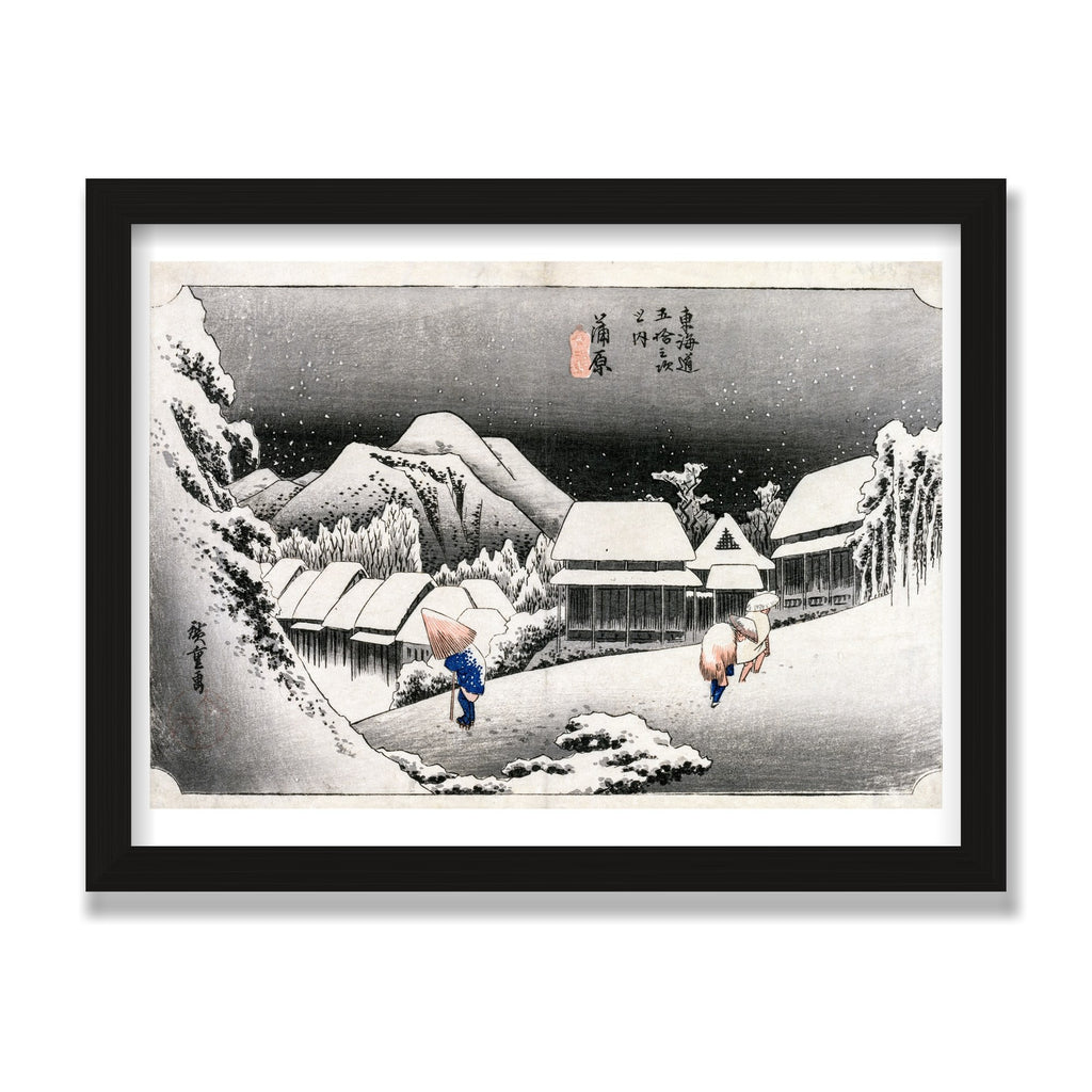 Evening Snow at Kambara, 12 × 16 in, Black Oak frame