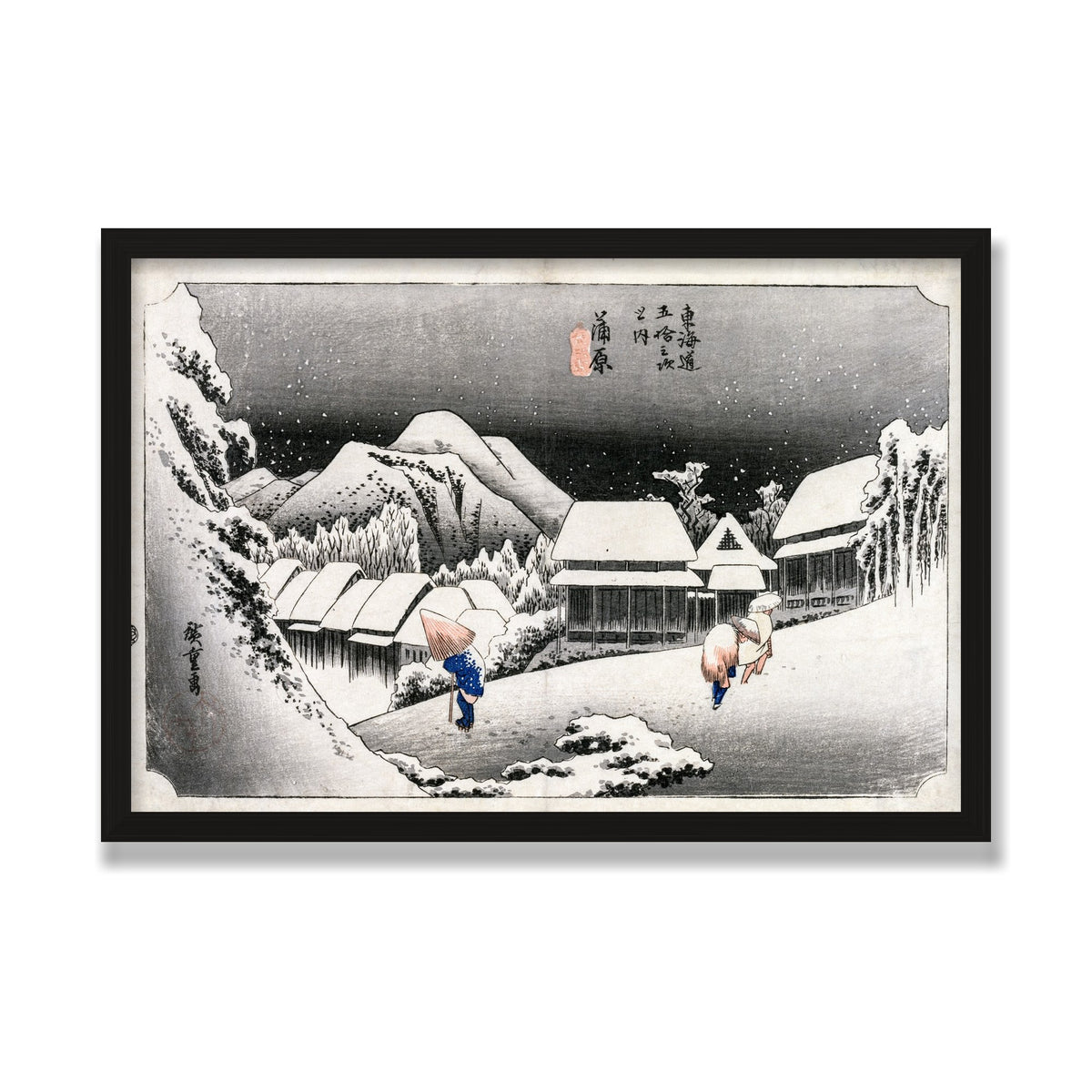Evening Snow at Kambara, 16 × 24 in, Black Oak frame