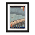 Sudden Shower over Shin-Ōhashi Bridge, 12 × 16 in, Black Oak frame
