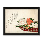 Basket of Peonies, 12 × 16 in, Black Oak frame