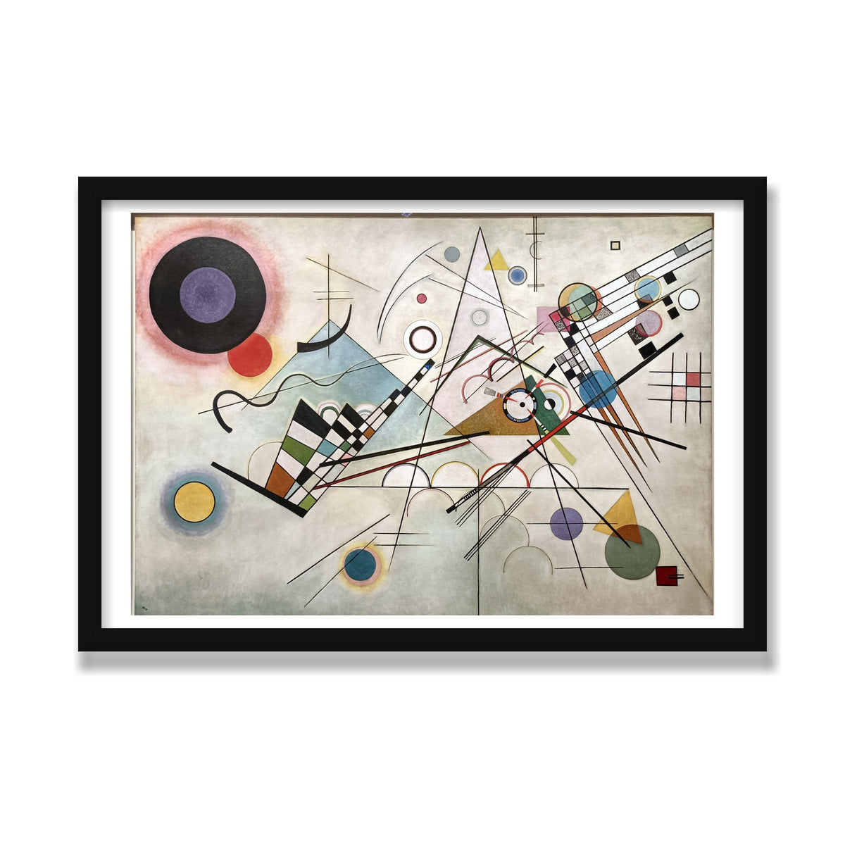 Composition VIII, 16 × 24 in, Black Satin frame