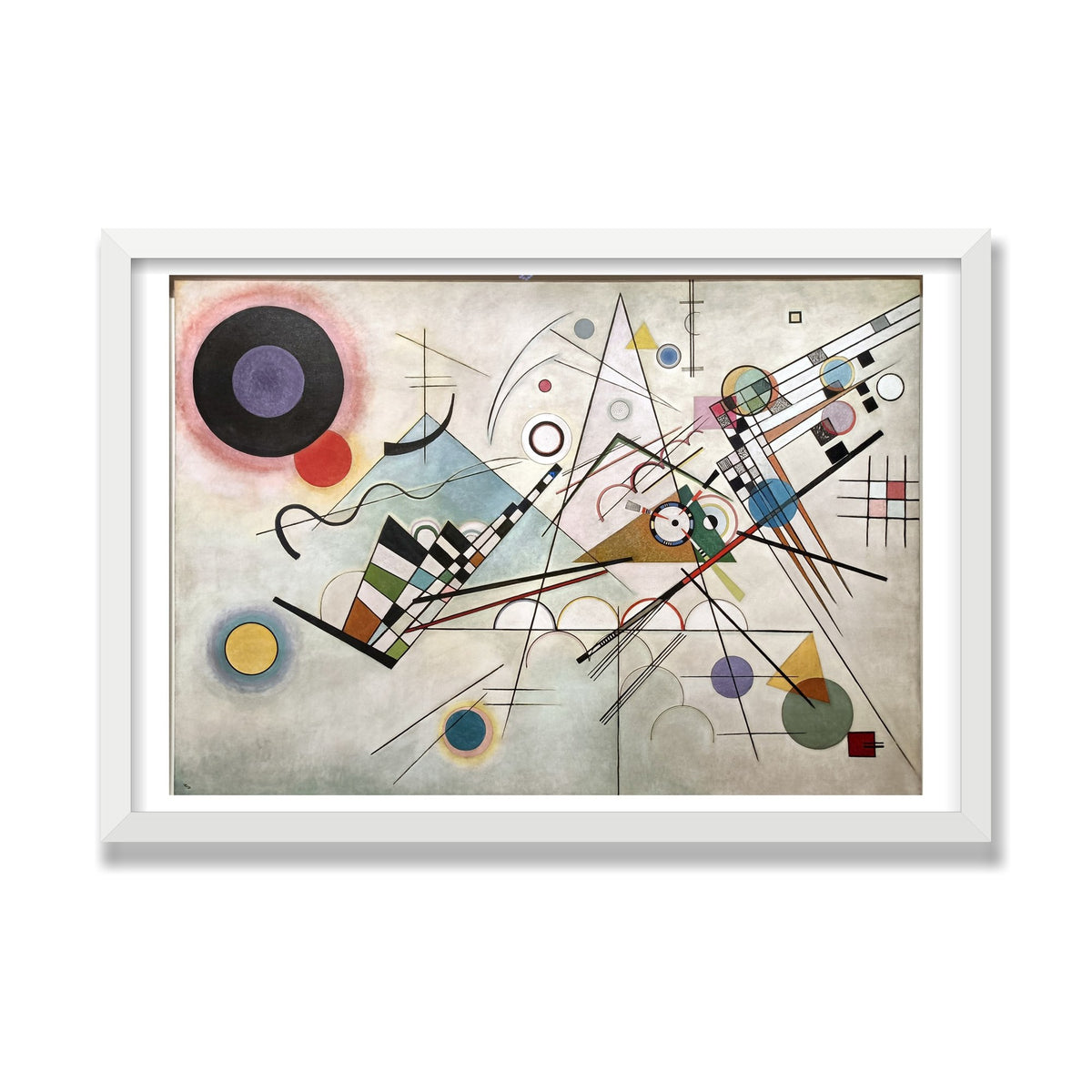 Composition VIII, 16 × 24 in, White Satin frame