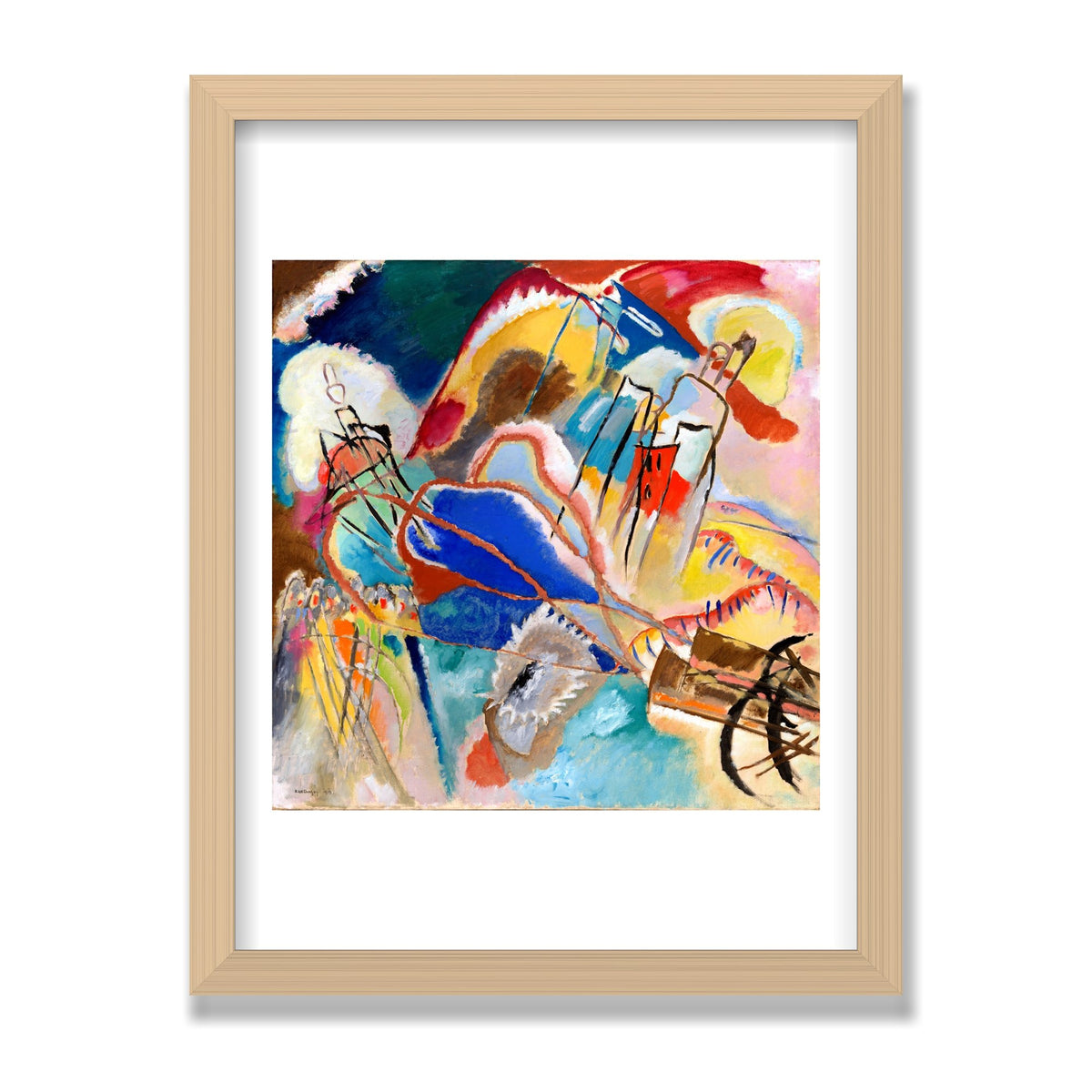 Improvisation No. 30 (Cannons), 12 × 16 in, Natural Oak frame