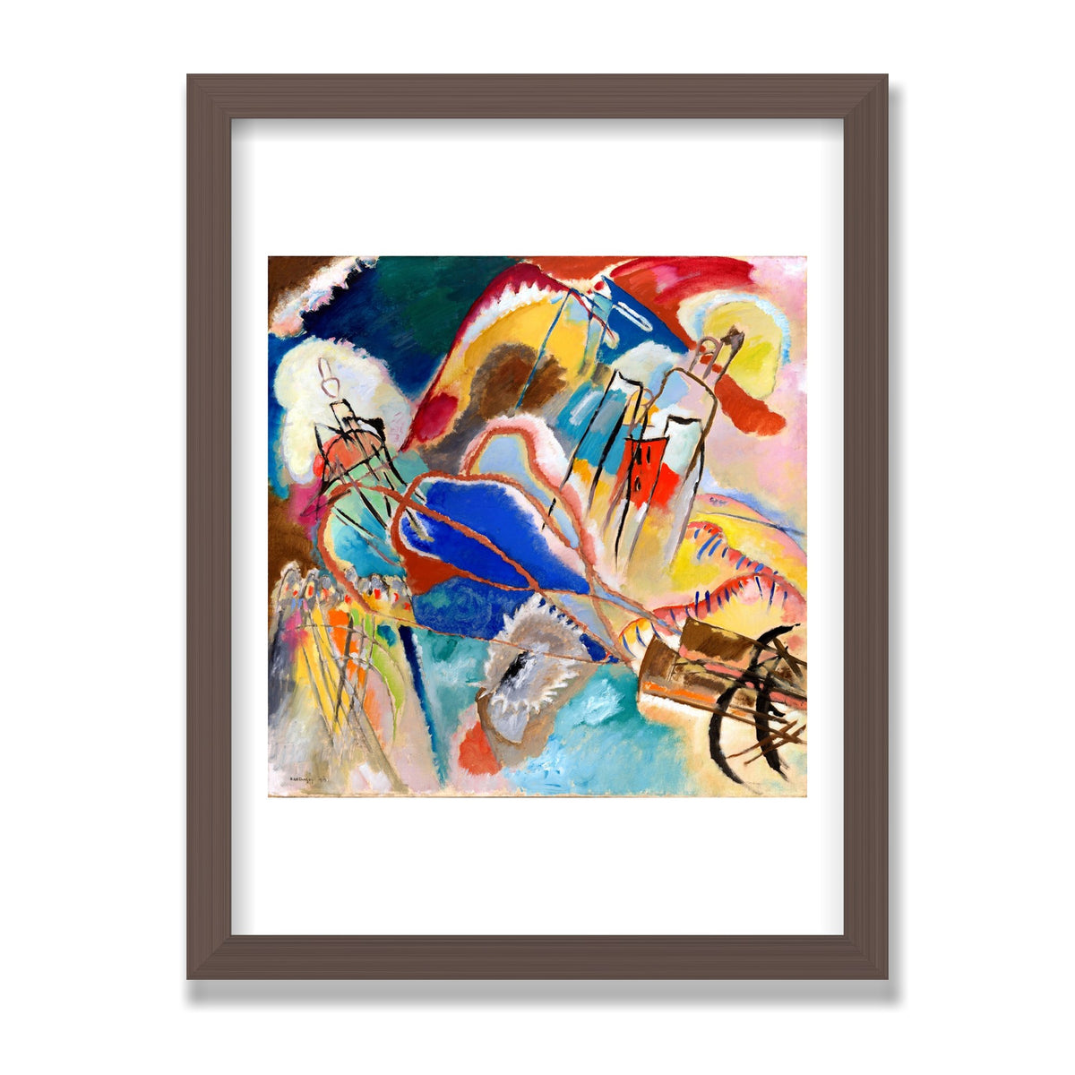 Improvisation No. 30 (Cannons), 12 × 16 in, Walnut frame