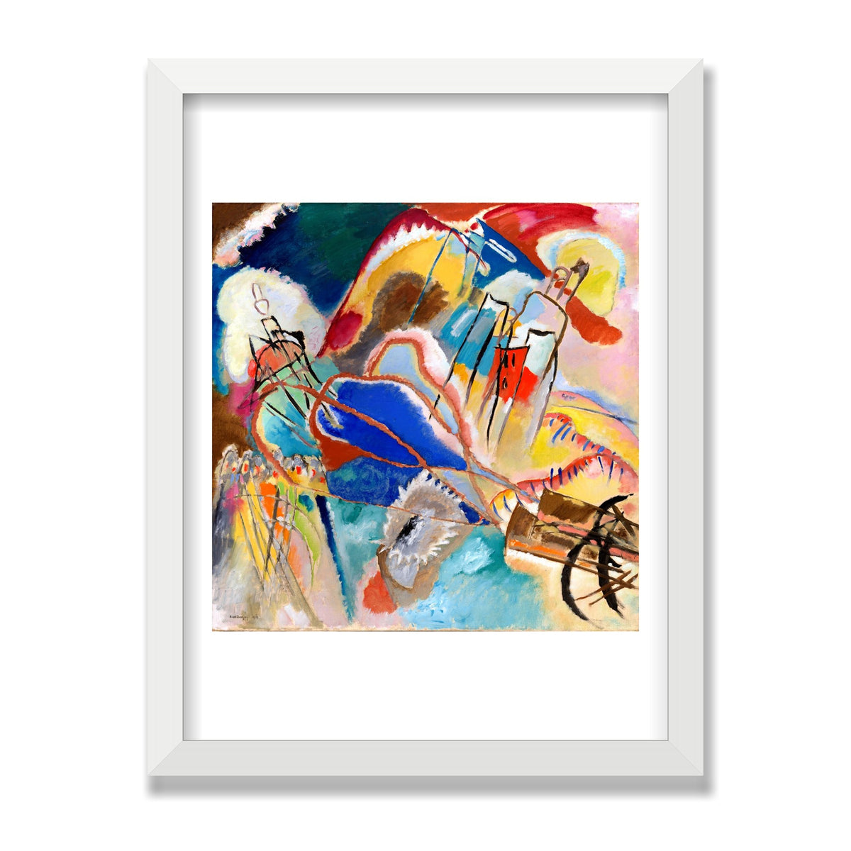 Improvisation No. 30 (Cannons), 12 × 16 in, White Satin frame