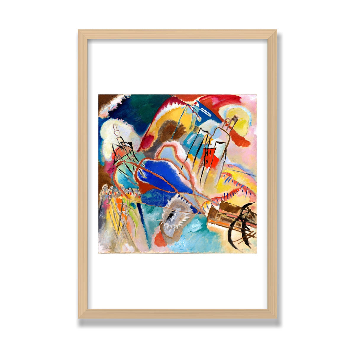 Improvisation No. 30 (Cannons), 16 × 24 in, Natural Oak frame