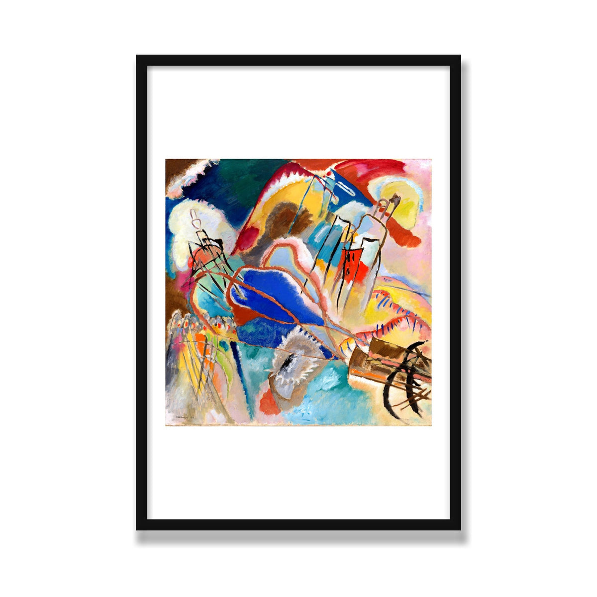 Improvisation No. 30 (Cannons), 24 × 36 in, Black Satin frame