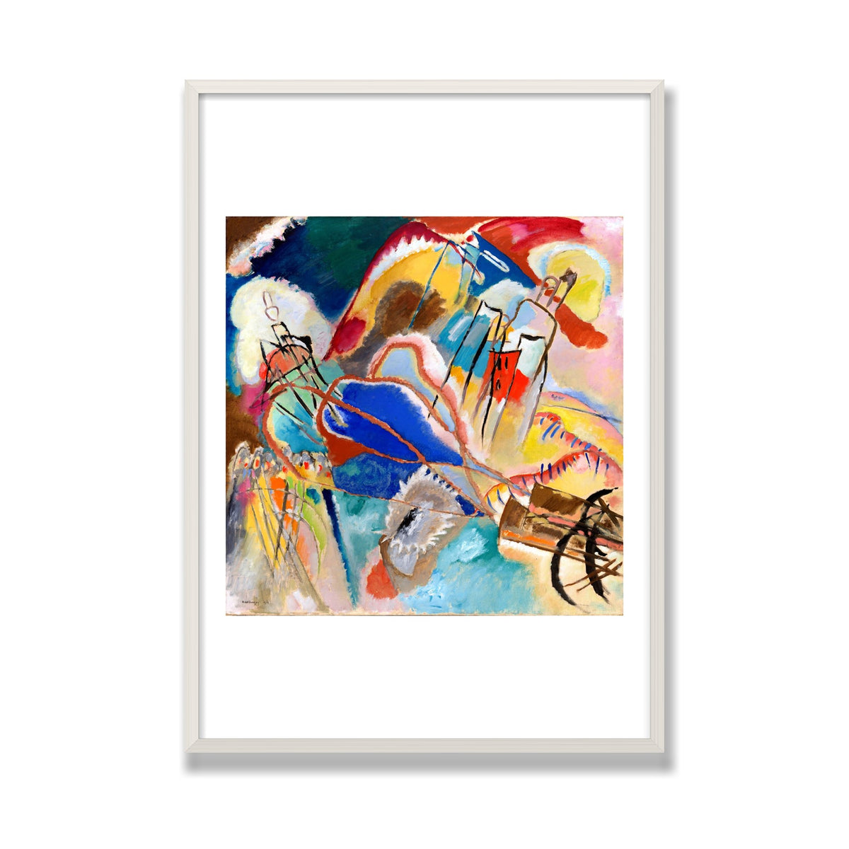 Improvisation No. 30 (Cannons), 28 × 40 in, White Oak frame