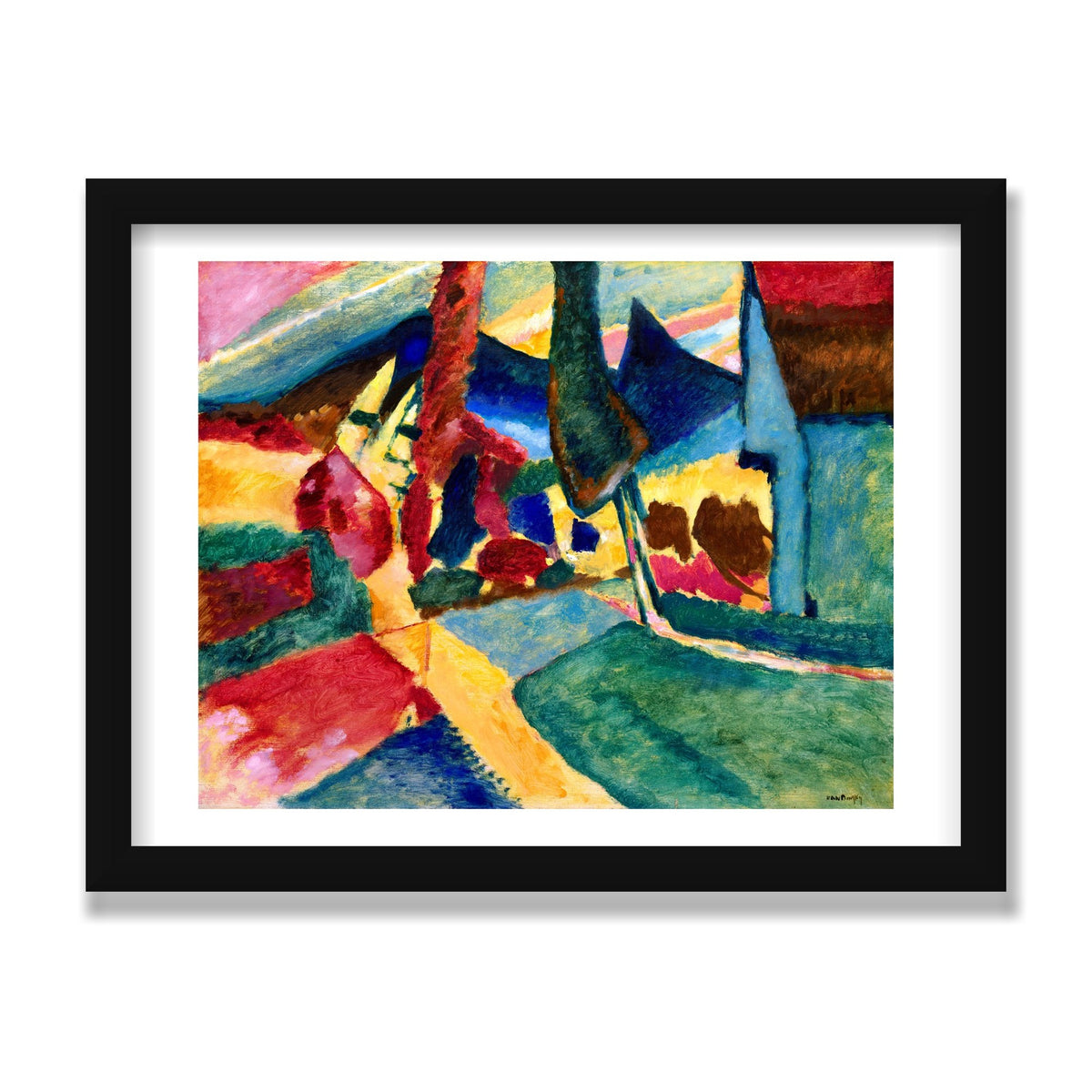 Landscape with Two Poplars, 12 × 16 in, Black Satin frame