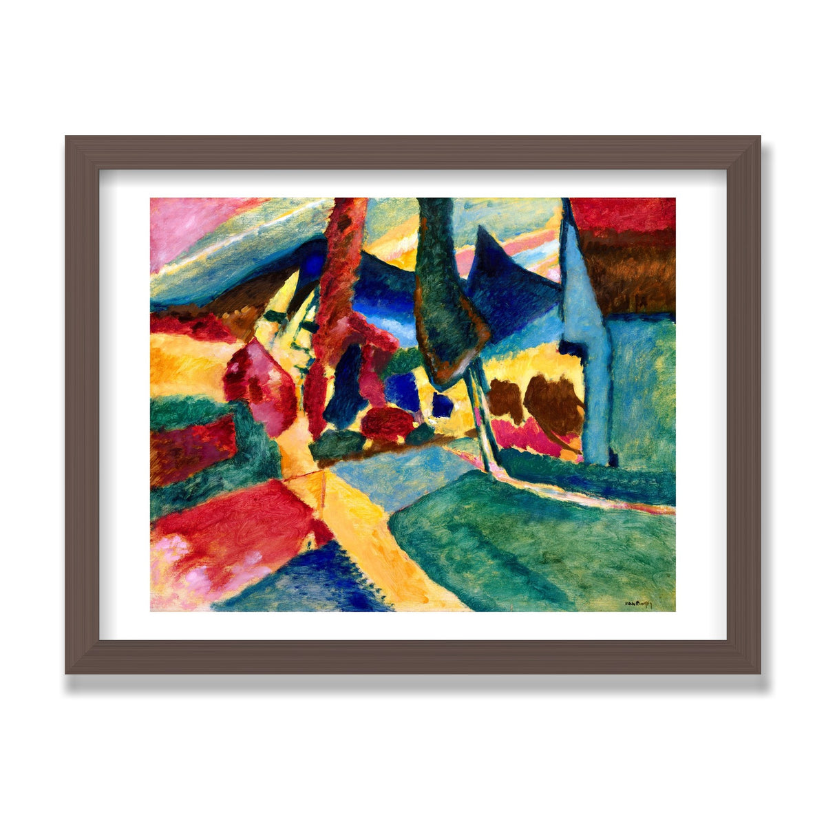 Landscape with Two Poplars, 12 × 16 in, Walnut frame