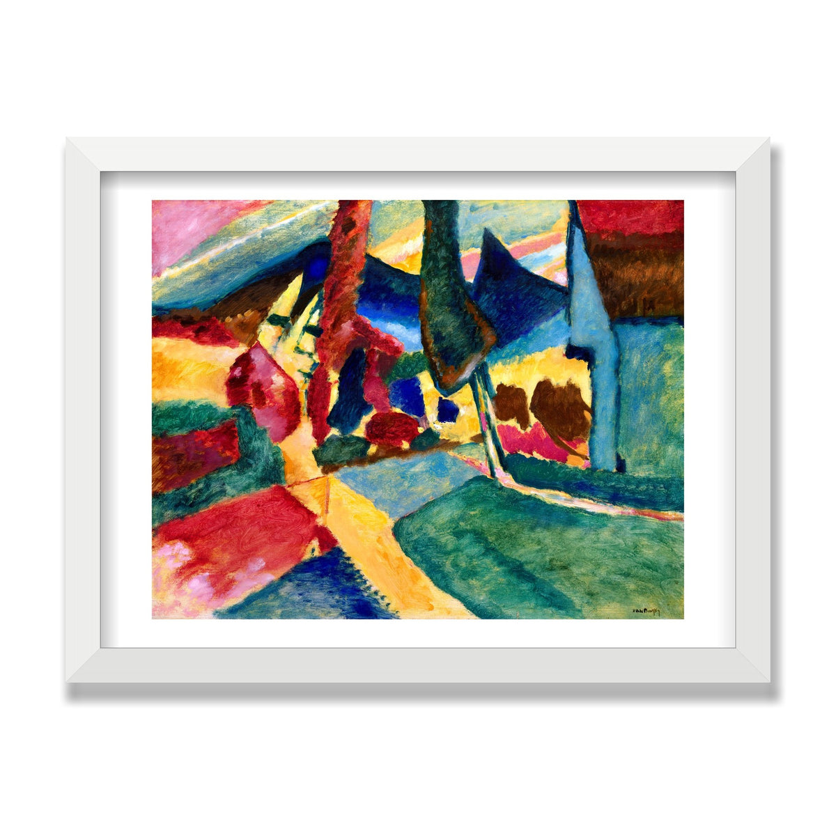 Landscape with Two Poplars, 12 × 16 in, White Satin frame