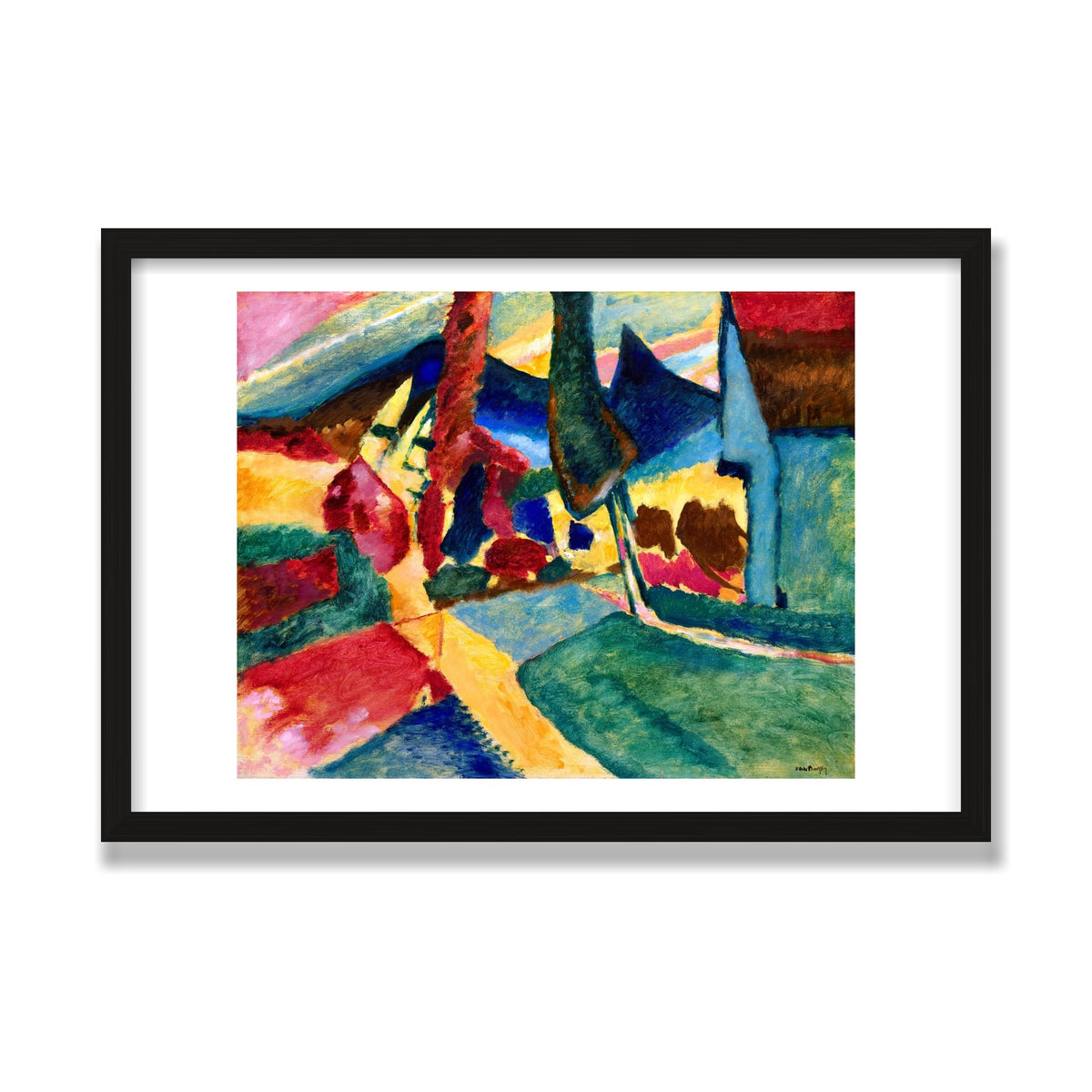 Landscape with Two Poplars, 16 × 24 in, Black Oak frame