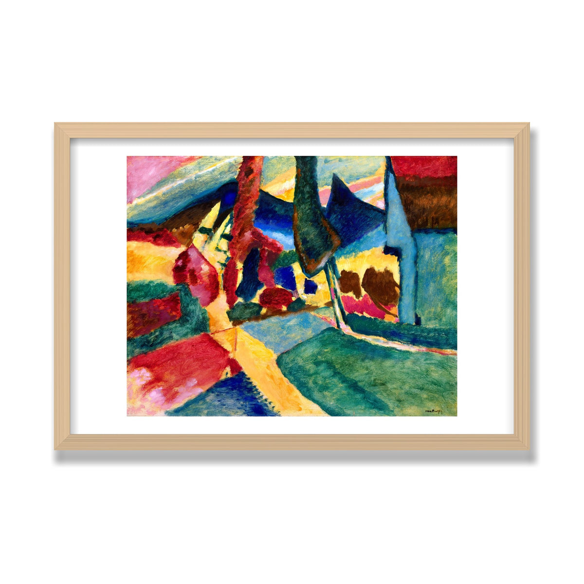 Landscape with Two Poplars, 16 × 24 in, Natural Oak frame