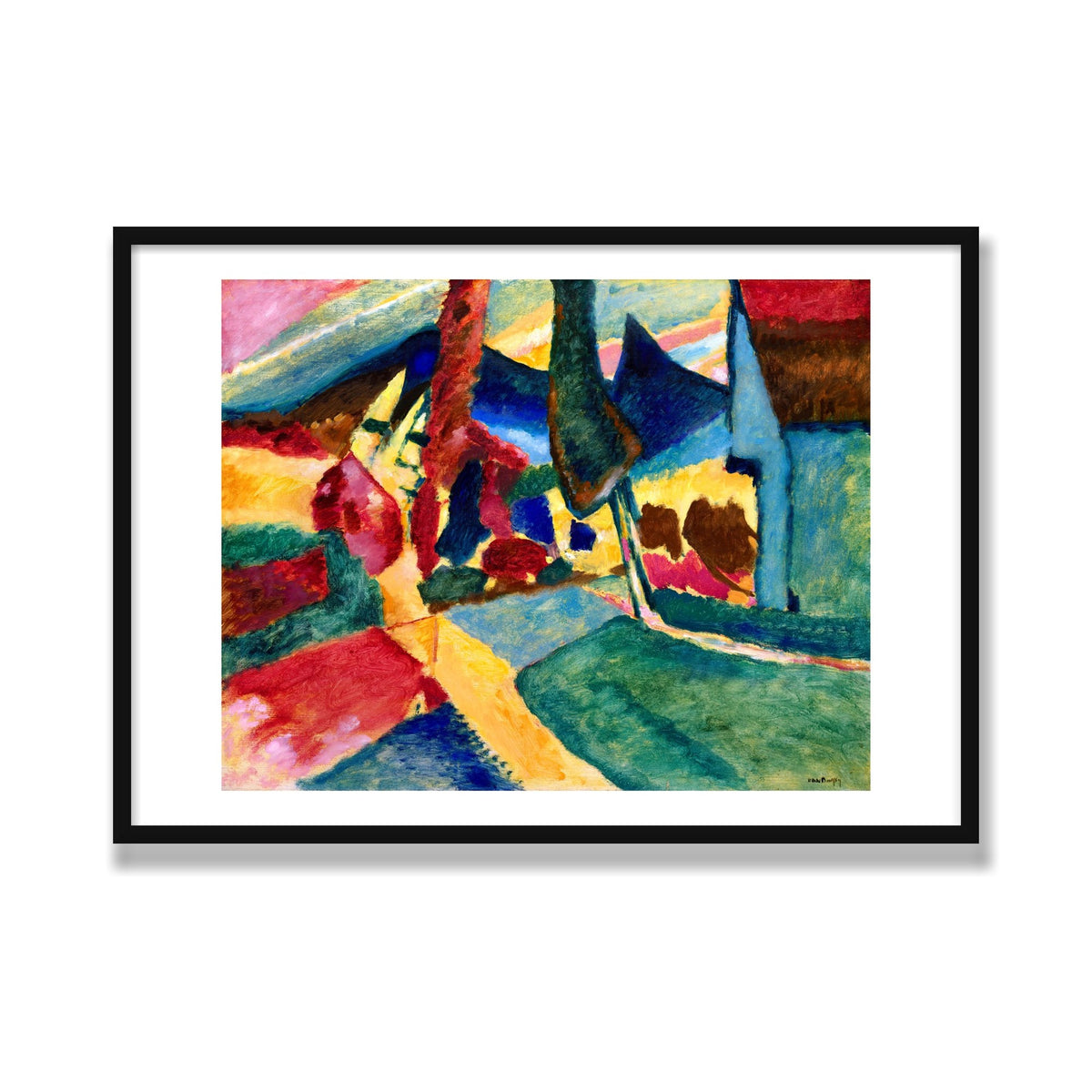 Landscape with Two Poplars, 28 × 40 in, Black Satin frame