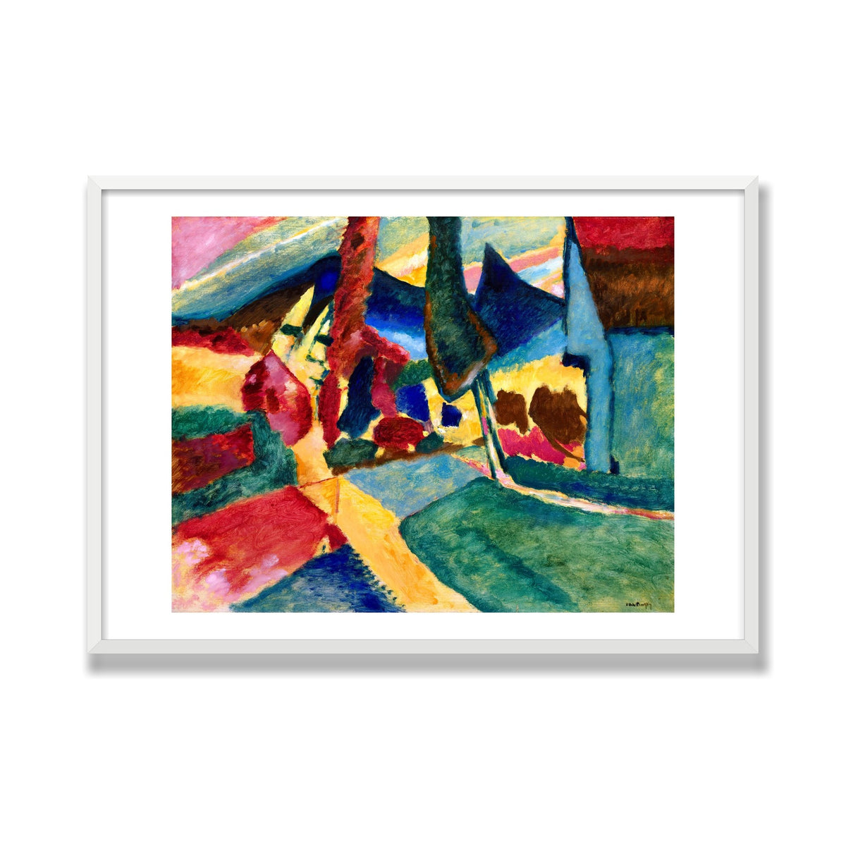 Landscape with Two Poplars, 28 × 40 in, White Satin frame