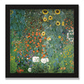 Farm Garden with Sunflowers, 12 × 12 in, Black Oak frame