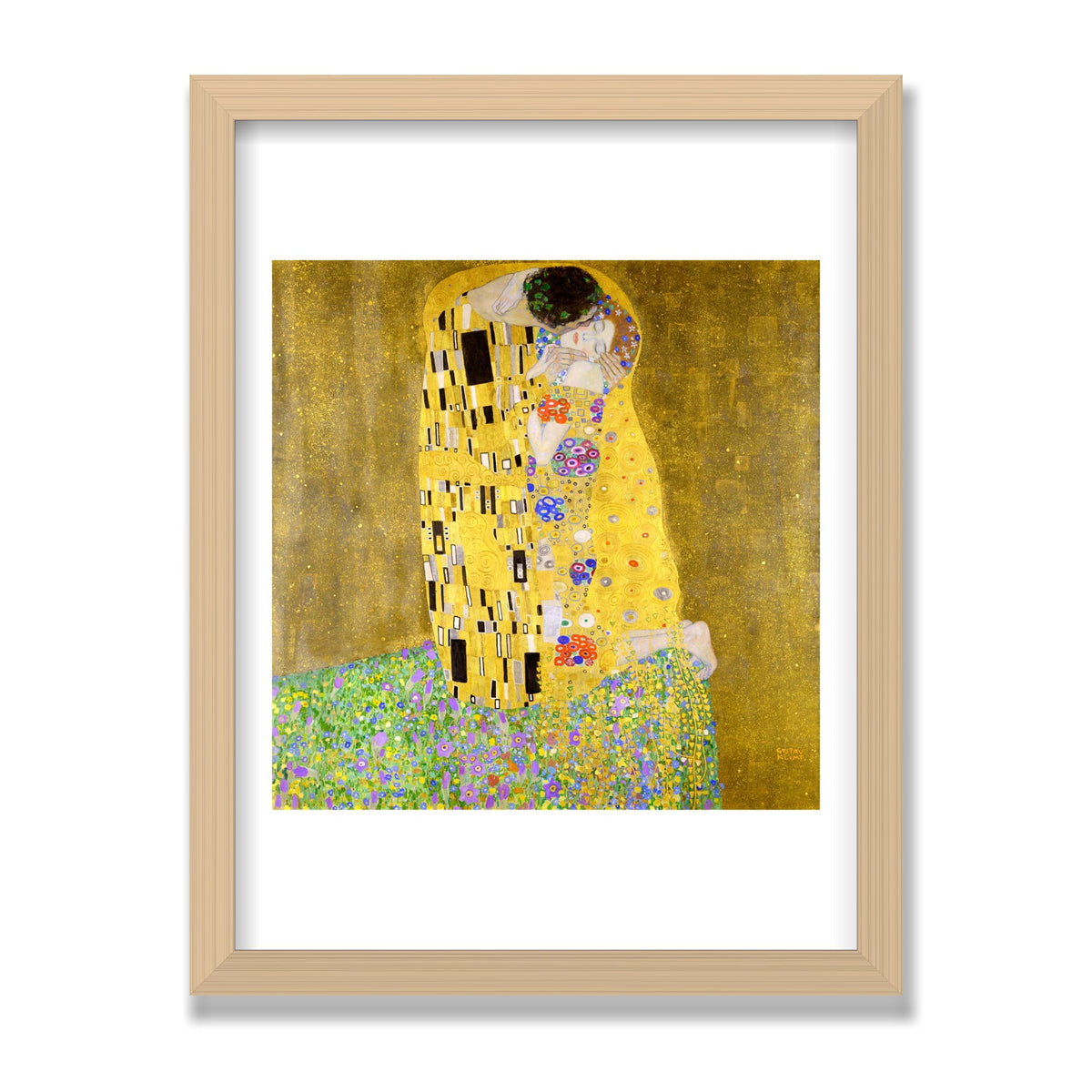 The Kiss, 12 × 16 in, Natural Oak frame