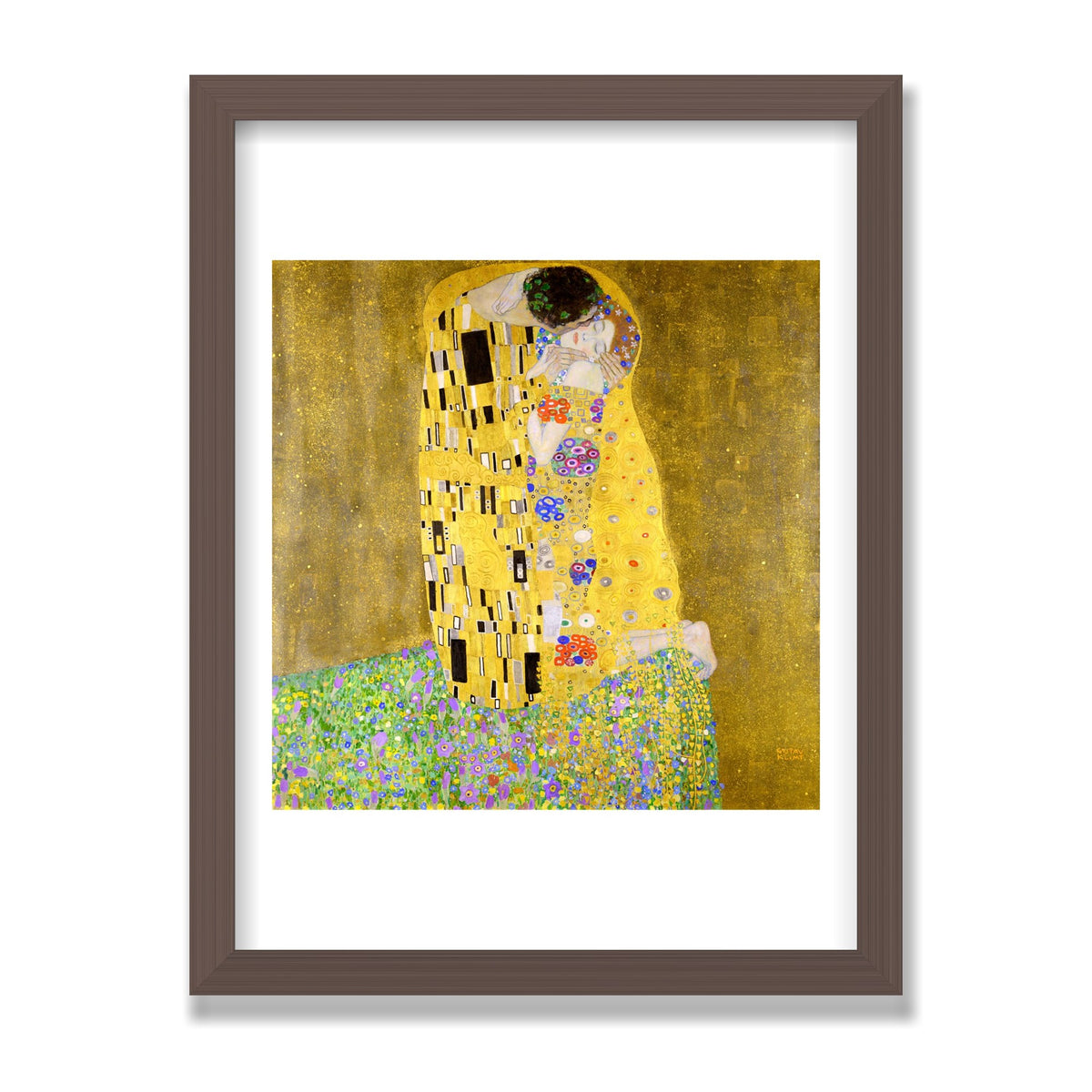 The Kiss, 12 × 16 in, Walnut frame