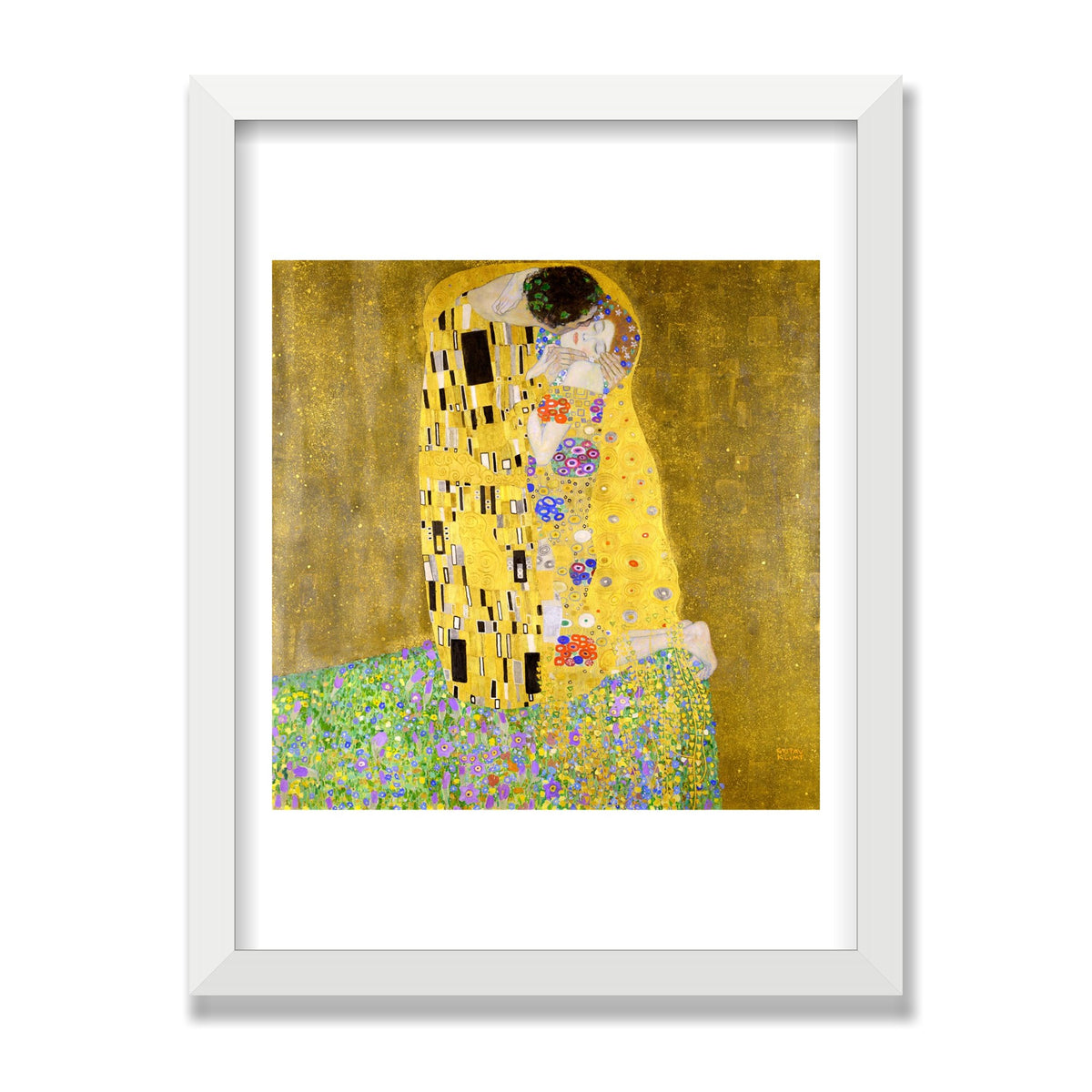 The Kiss, 12 × 16 in, White Satin frame