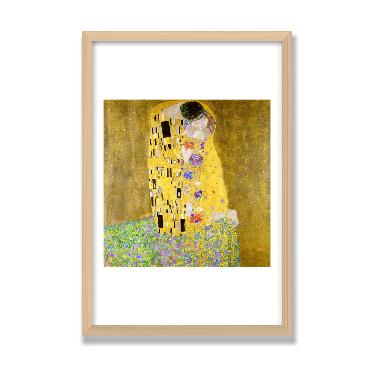 The Kiss, 16 × 24 in, Natural Oak frame