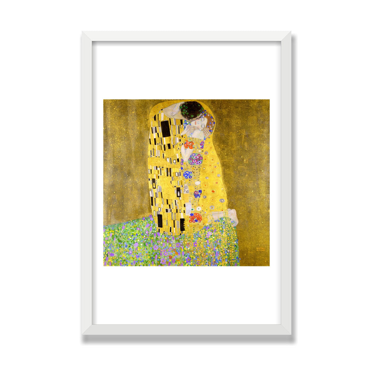 The Kiss, 16 × 24 in, White Satin frame
