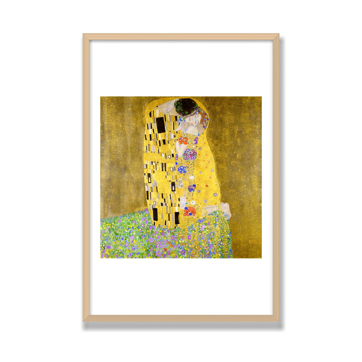 The Kiss, 24 × 36 in, Natural Oak frame