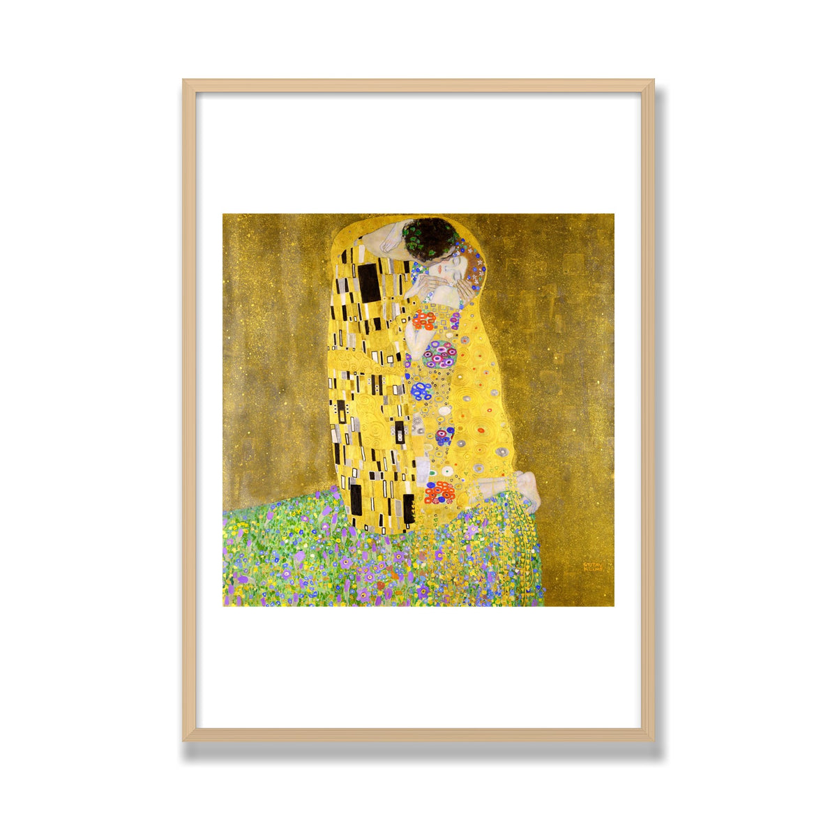 The Kiss, 28 × 40 in, Natural Oak frame