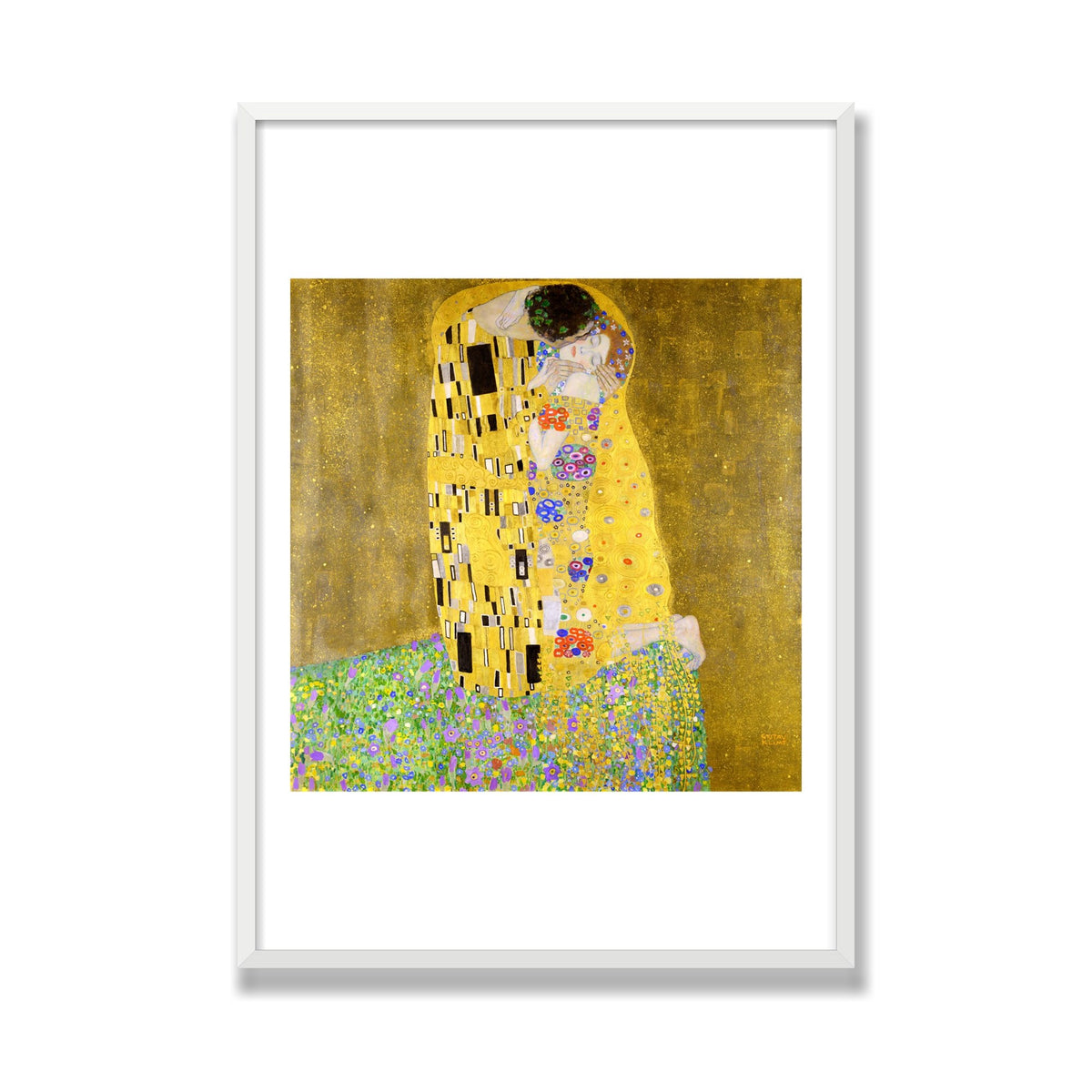 The Kiss, 28 × 40 in, White Satin frame