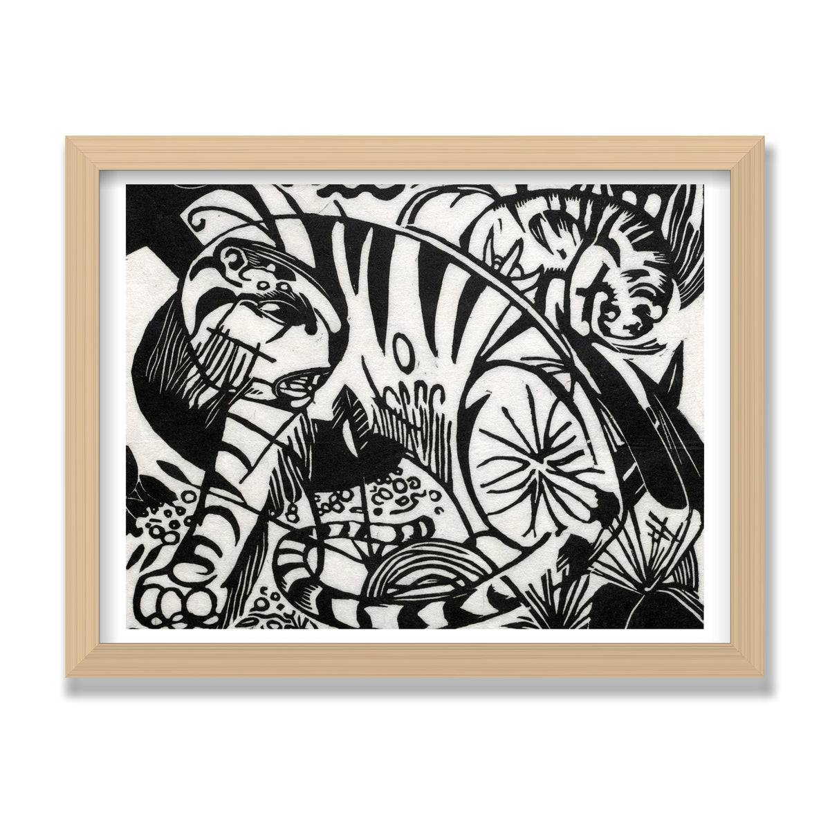 Tiger, 12 × 16 in, Natural Oak frame