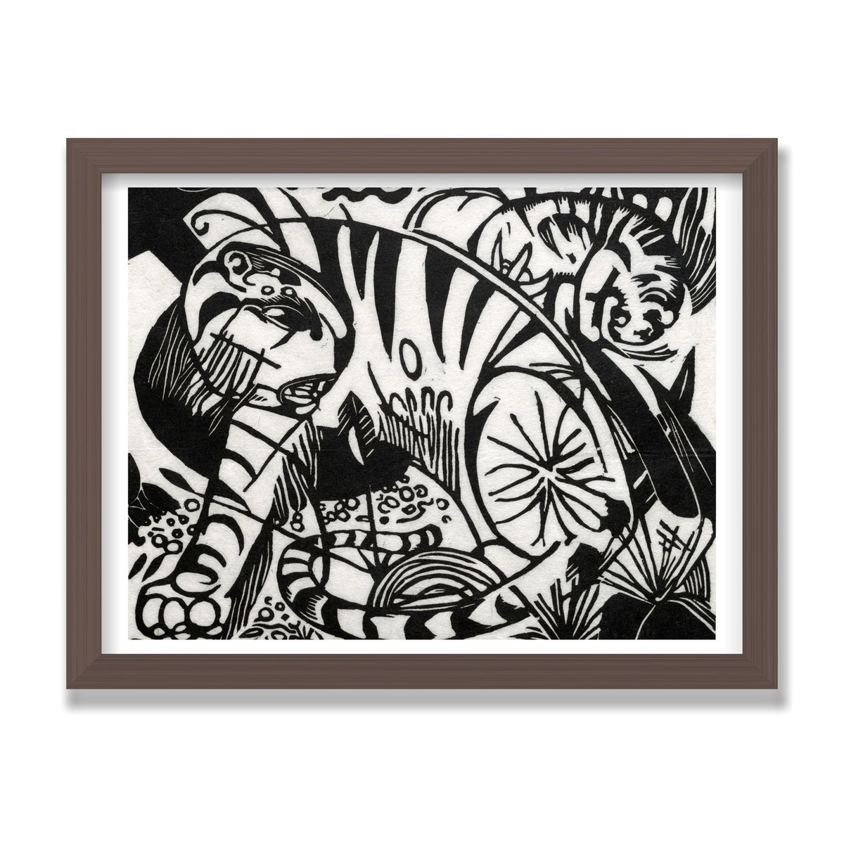 Tiger, 12 × 16 in, Walnut frame