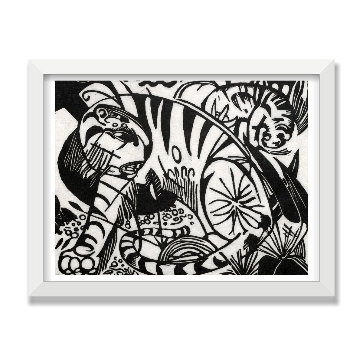 Tiger, 12 × 16 in, White Satin frame