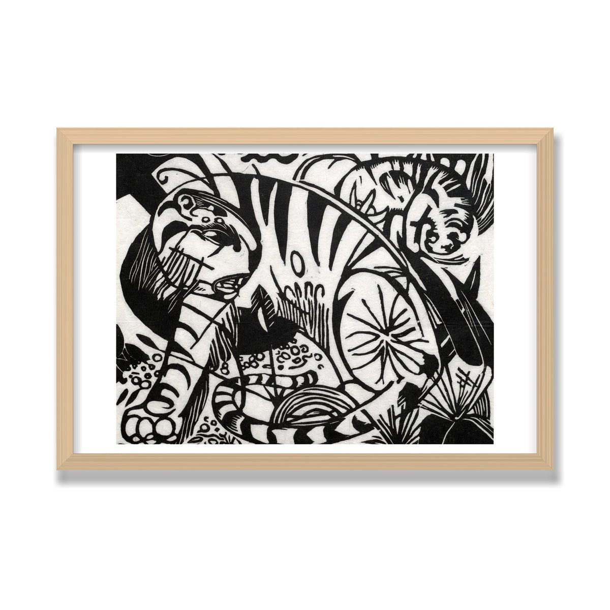 Tiger, 16 × 24 in, Natural Oak frame