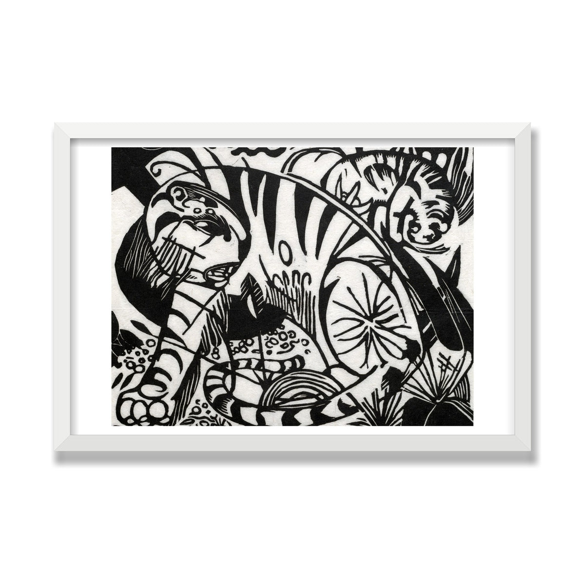 Tiger, 16 × 24 in, White Satin frame