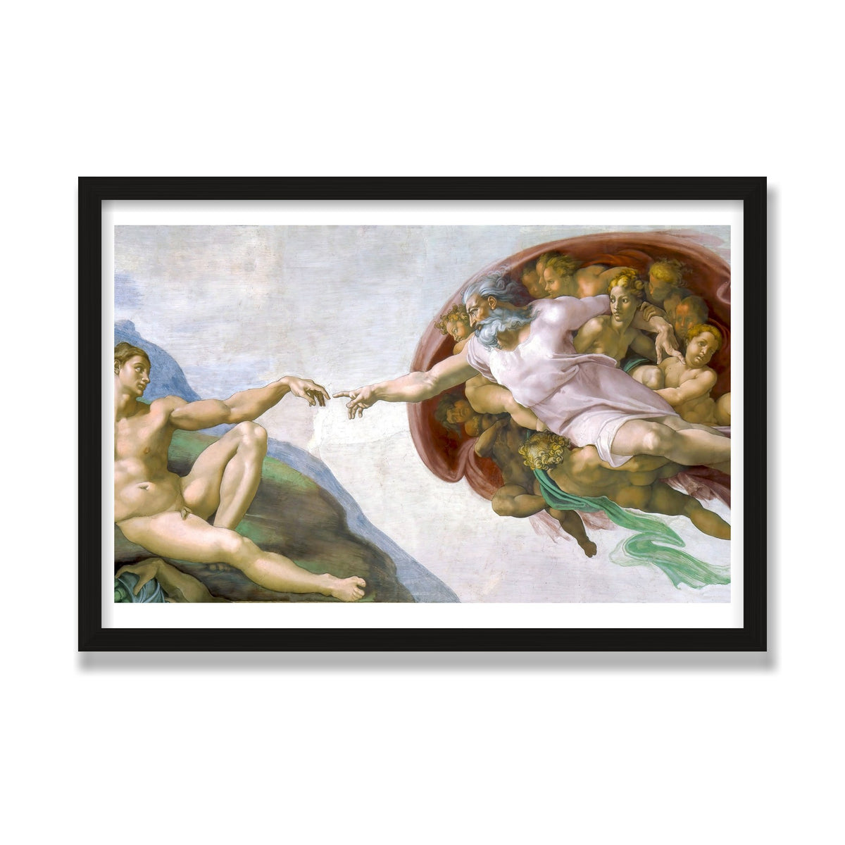 The Creation of Adam, 16 × 24 in, Black Oak frame